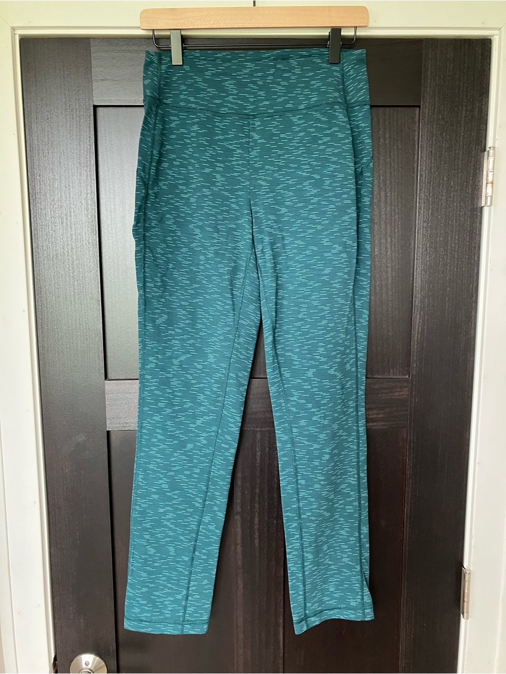Duluth Trading Teal Active Bootcut Leggings with Subtle Space-Dye Pattern